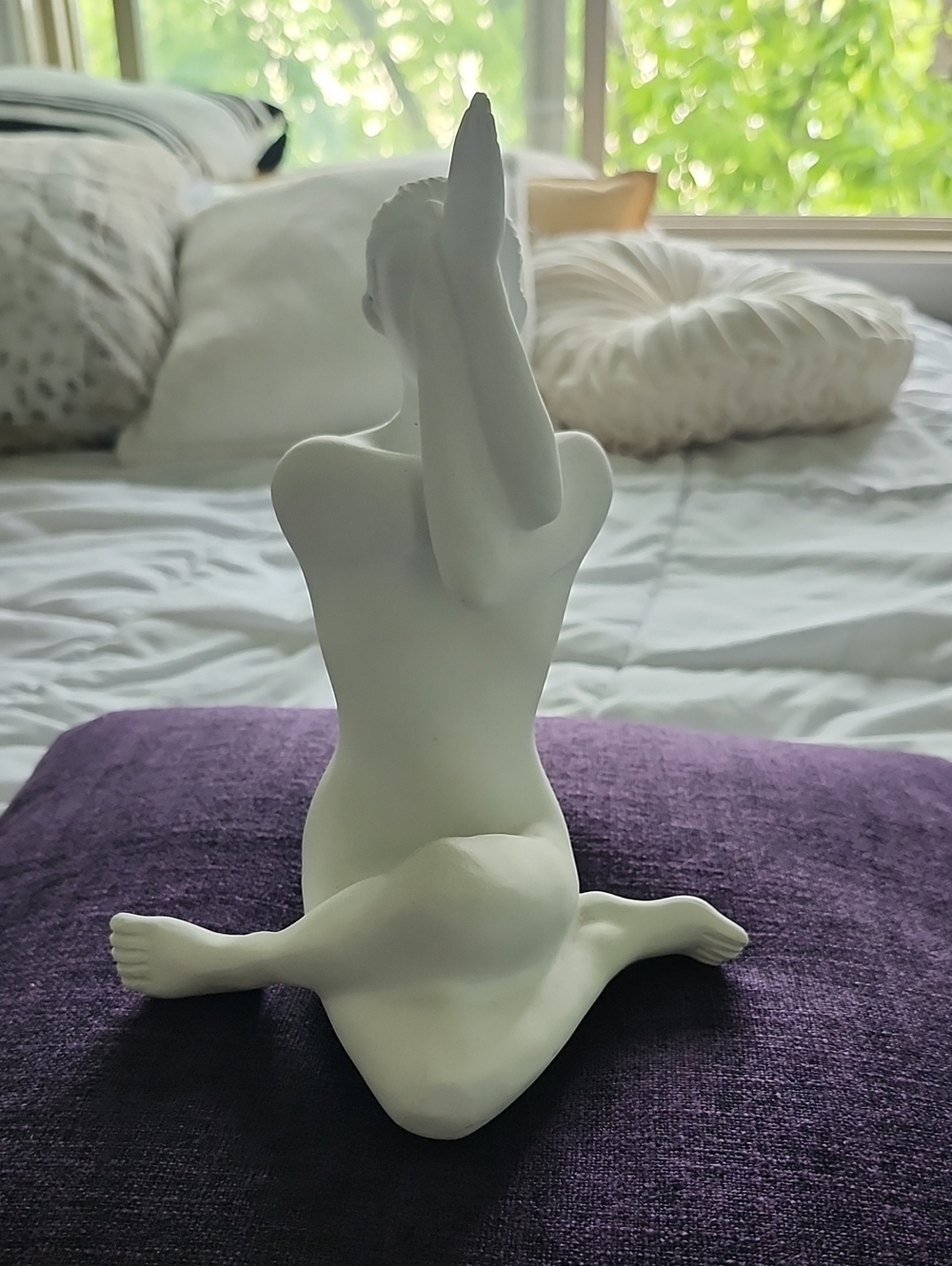 Minimalist White Ceramic Yoga Pose Sculpture - Home Art